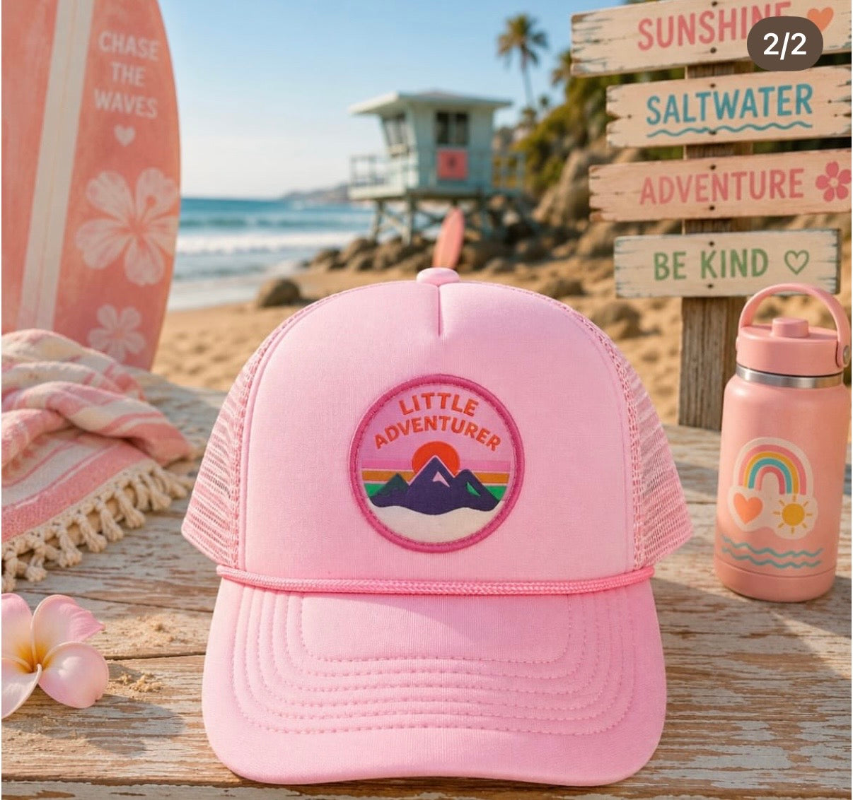 Little Adventurer Pink Kids Trucker Hat