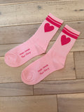 Blush Pink Heart Cotton Crew Socks – Tonal Graphic
