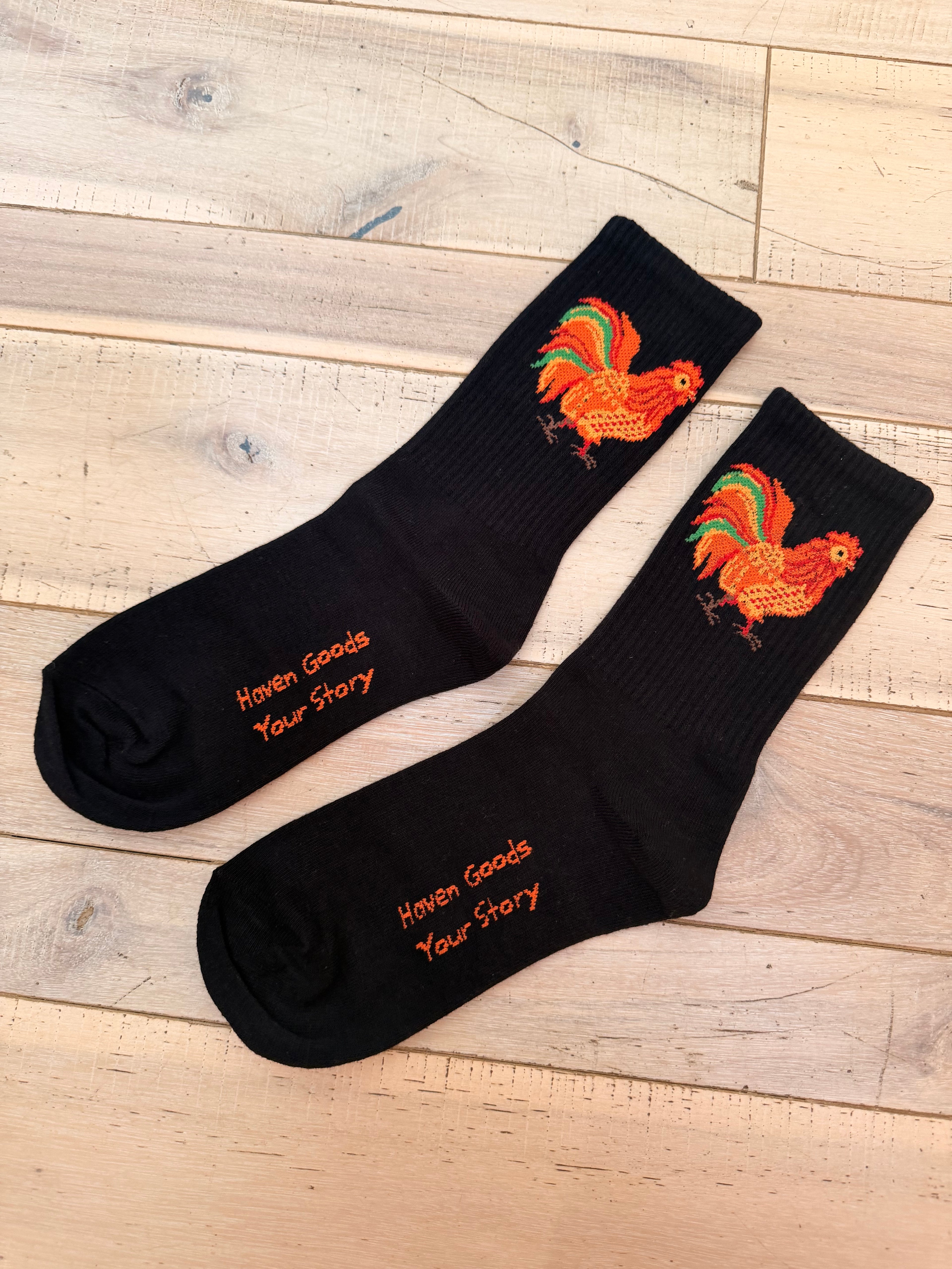 Rooster Cotton Crew Socks