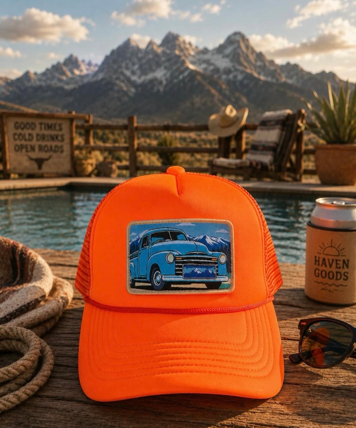Blue Vintage Truck Trucker Hat