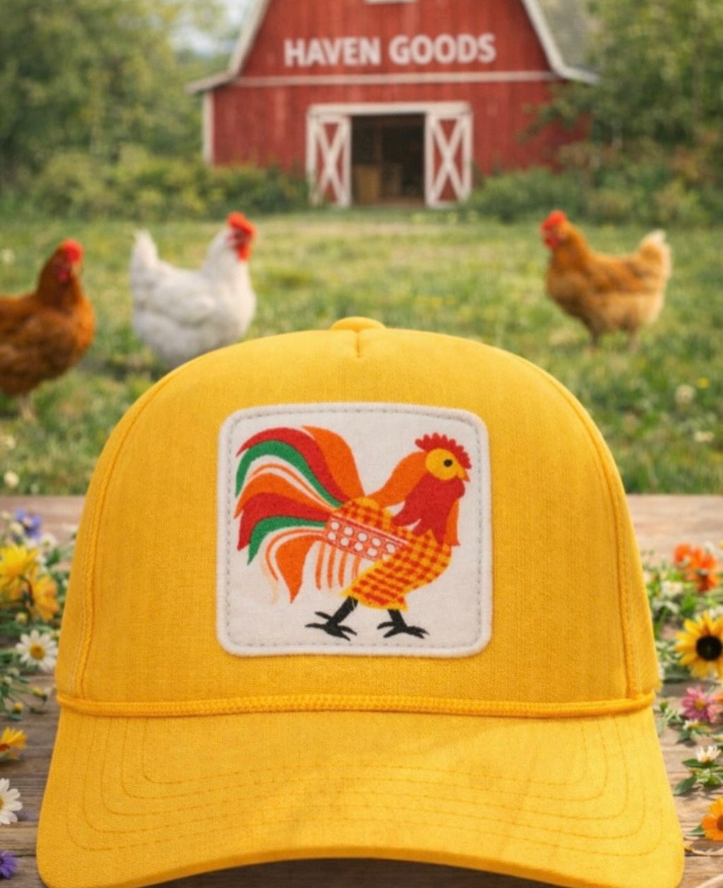 Yellow Rooster Trucker Hat